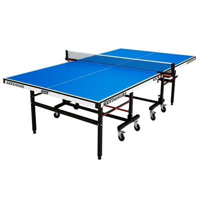 Blauwe opvouwbare tafeltennistafel met zijwiel Φ75mm 4-stuks. Geschikt voor binnen/buiten